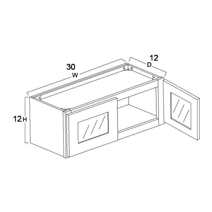 image_2-3693-1.jpg Wall Glass Door Cabinet with Finished Interior 30" x 12"