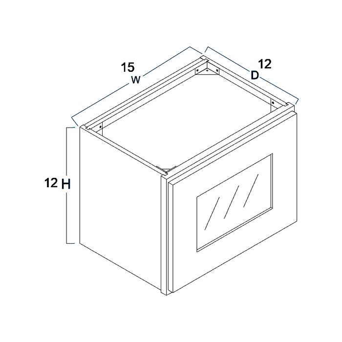 Wall Glass Door Cabinet with Finished Interior 15" x 12"