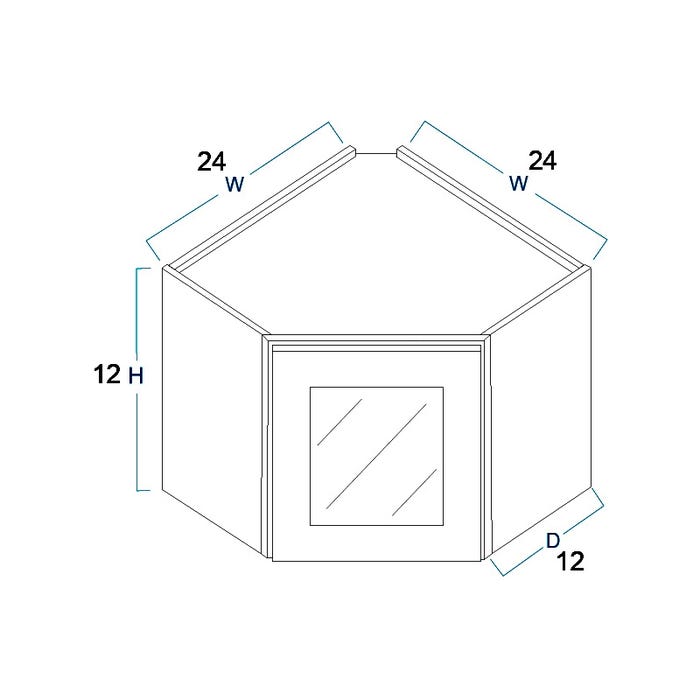 WDC2412BGFI - Wall Diagonal Beveled Glass Door with Finished Interior