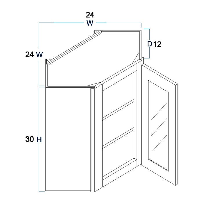 image_2-3995-1.jpg Wall Diagonal Open Frame Glass Door Cabinet with Finished Interior 24" x 30"