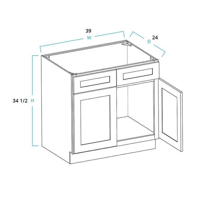 Shaker White Elite Sink Base Cabinet 39"W