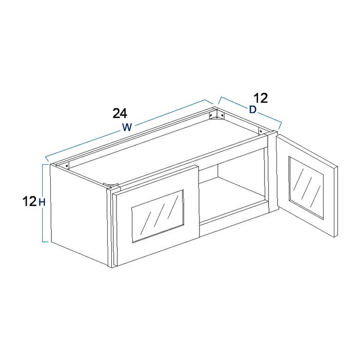 image_2-4119-1.jpg Wall Glass Door Cabinet with Finished Interior 24" x 12"