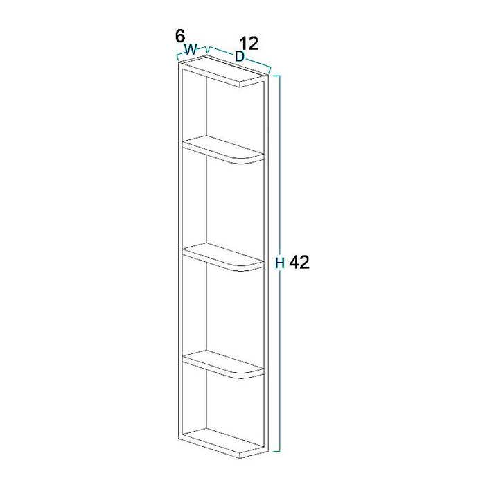 Wall End Shelf Cabinet 6" x 42"