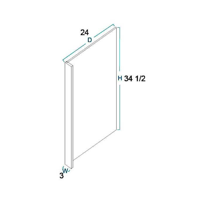Summit Shaker White Dishwasher End Panel 3"W x 34-1/2"H