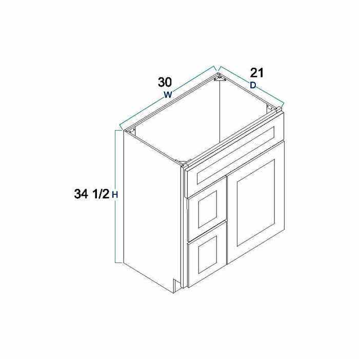 image_2-457-1.jpg Craftsman White Shaker Vanity Sink Base Drawer Left Cabinet 30"
