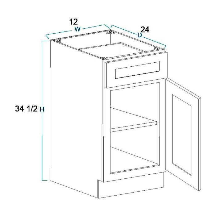 Craftsman Lily Green Shaker Base Cabinet 12"
