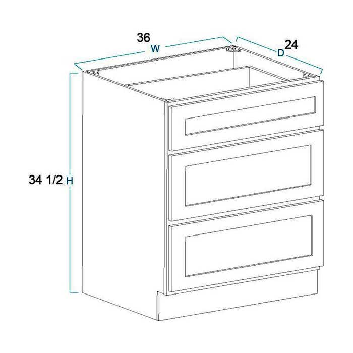 3 Drawer Base Cabinet 36"