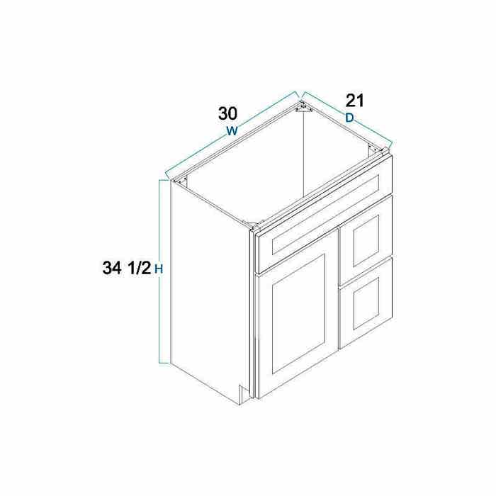 image_2-691-1.jpg Craftsman Lily Green Shaker Vanity Sink Base Drawer Right Cabinet 30"