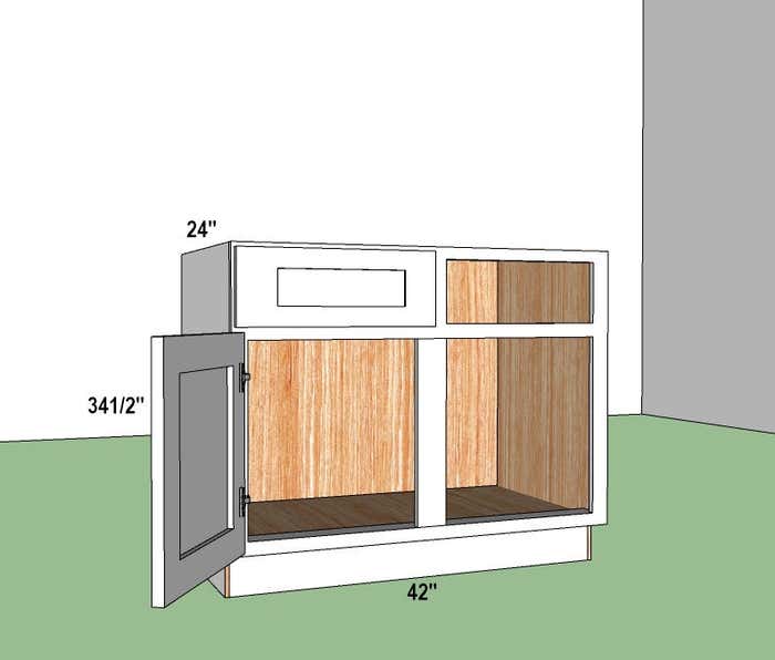 Blind Base Corner Cabinet 42" Right
