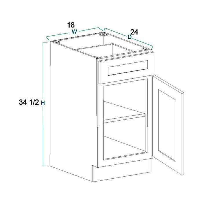 Craftsman Natural Shaker Base Cabinet 18"