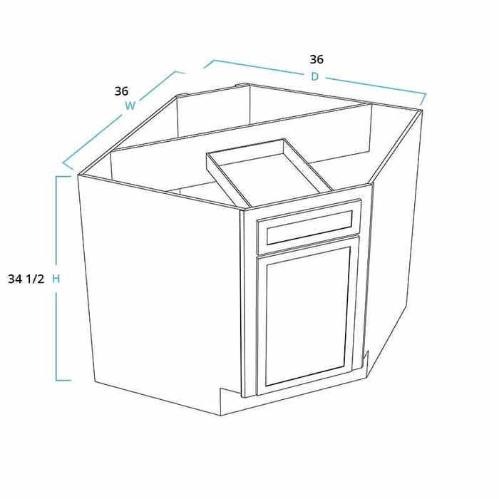 Diagonal Corner Sink Base Cabinet 36"