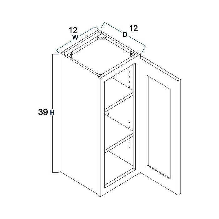 Colorado Shaker White Wall Cabinet 12"W x 39"H