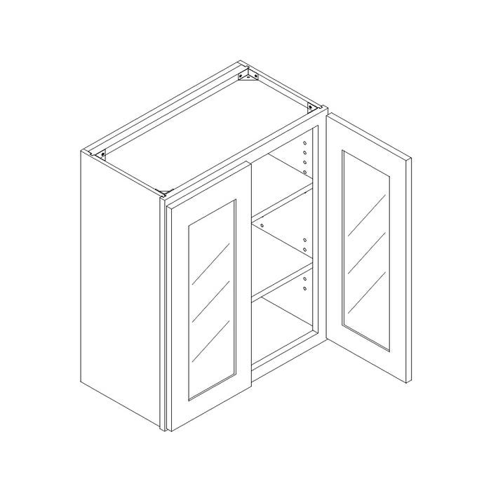 Wall Glass Door Cabinet with Finished Interior 36" x 30"