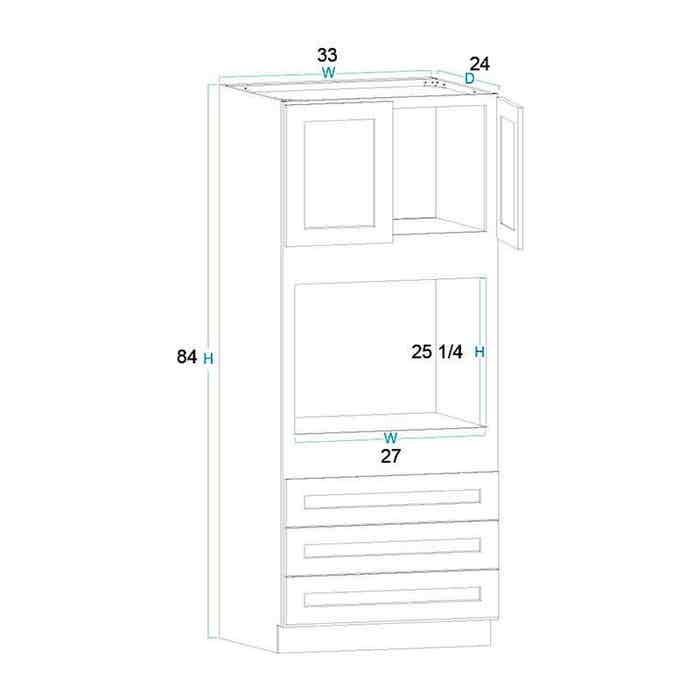 Craftsman White Shaker Oven Cabinet 33"W x 84"H