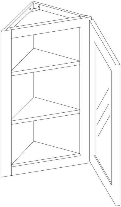 York Driftwood Grey Angle Wall Open Frame Glass Door Cabinet 12"W x 36"H