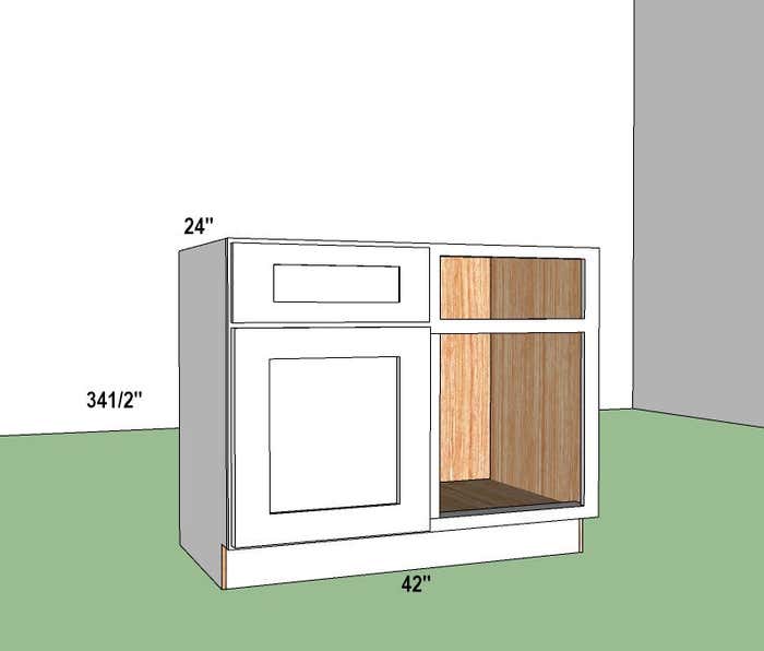 Blind Base Corner Cabinet 42" Right